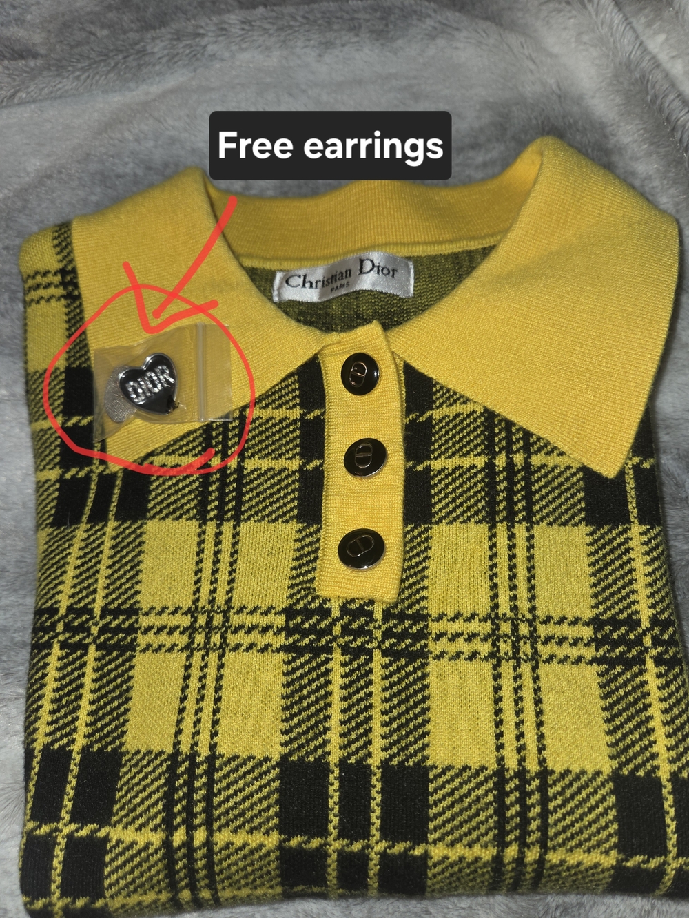 CD Yellow Plaid Polo Sweater